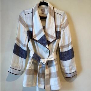 Chico's Elegant Striped Belted Jacket